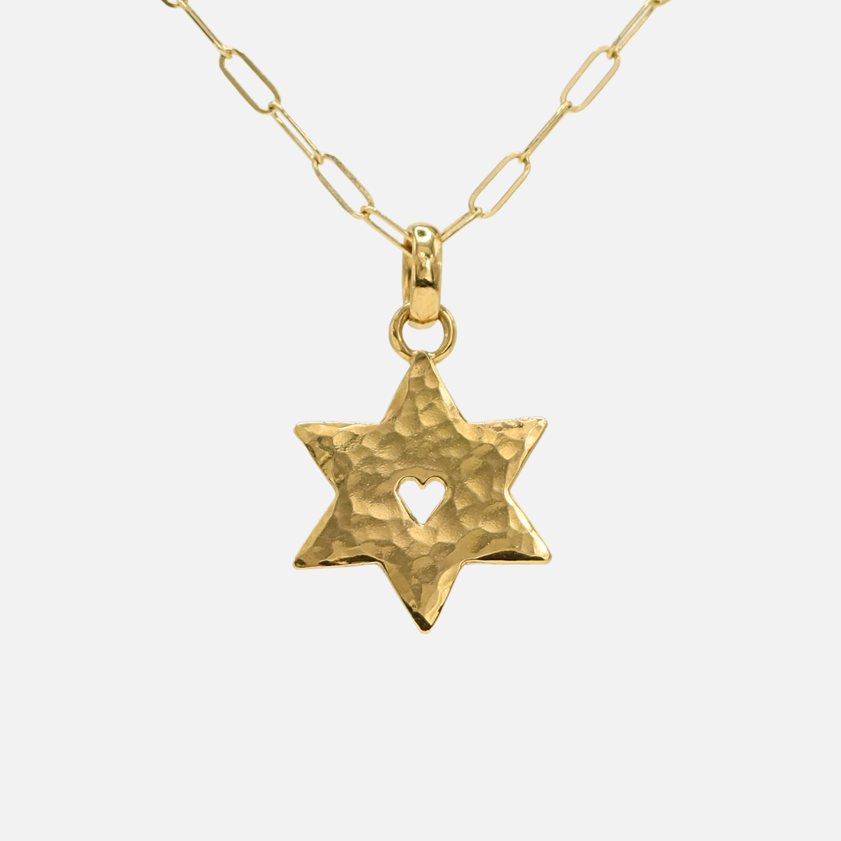 アクセサリー RANDY 25SS TWINKLE (GOLD) Sonoma Hammered Star of David Heart Pendant in 20K Peach Gold