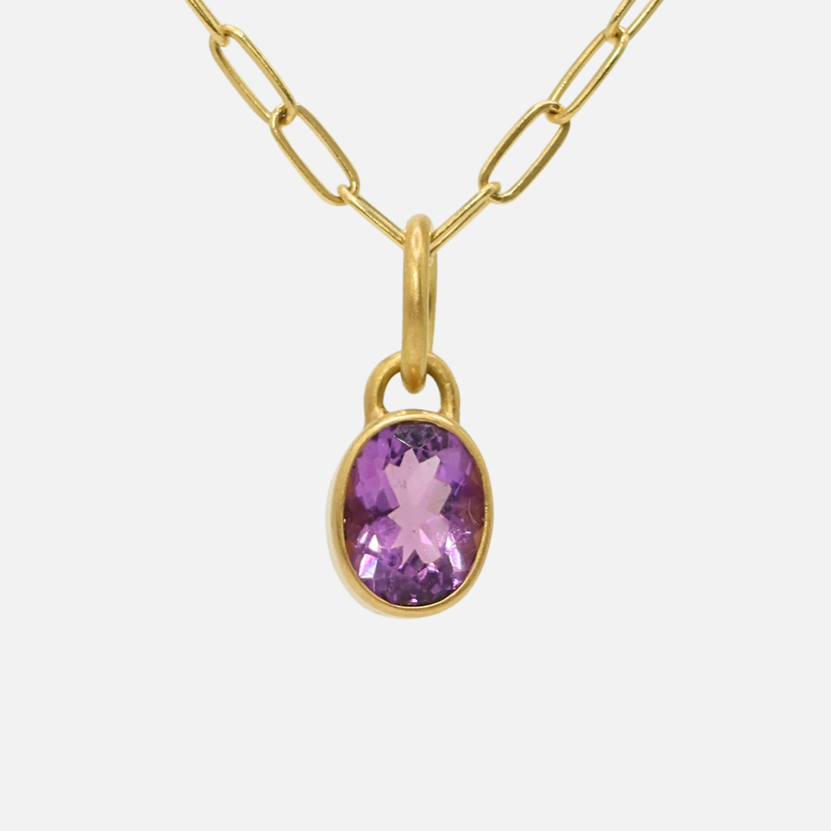 アクセサリー raisin2 Sedona Oval Amethyst Pendant in 20K Peach Gold – Reinstein Ross