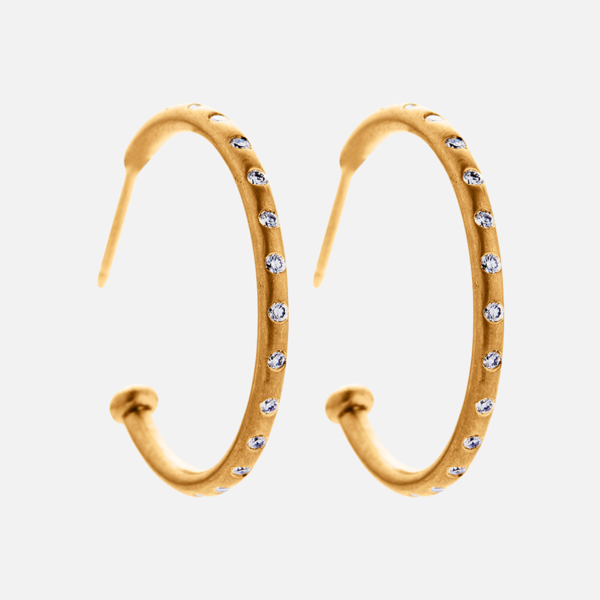 Large Hoop Earrings with Diamonds set in 20K Peach Gold