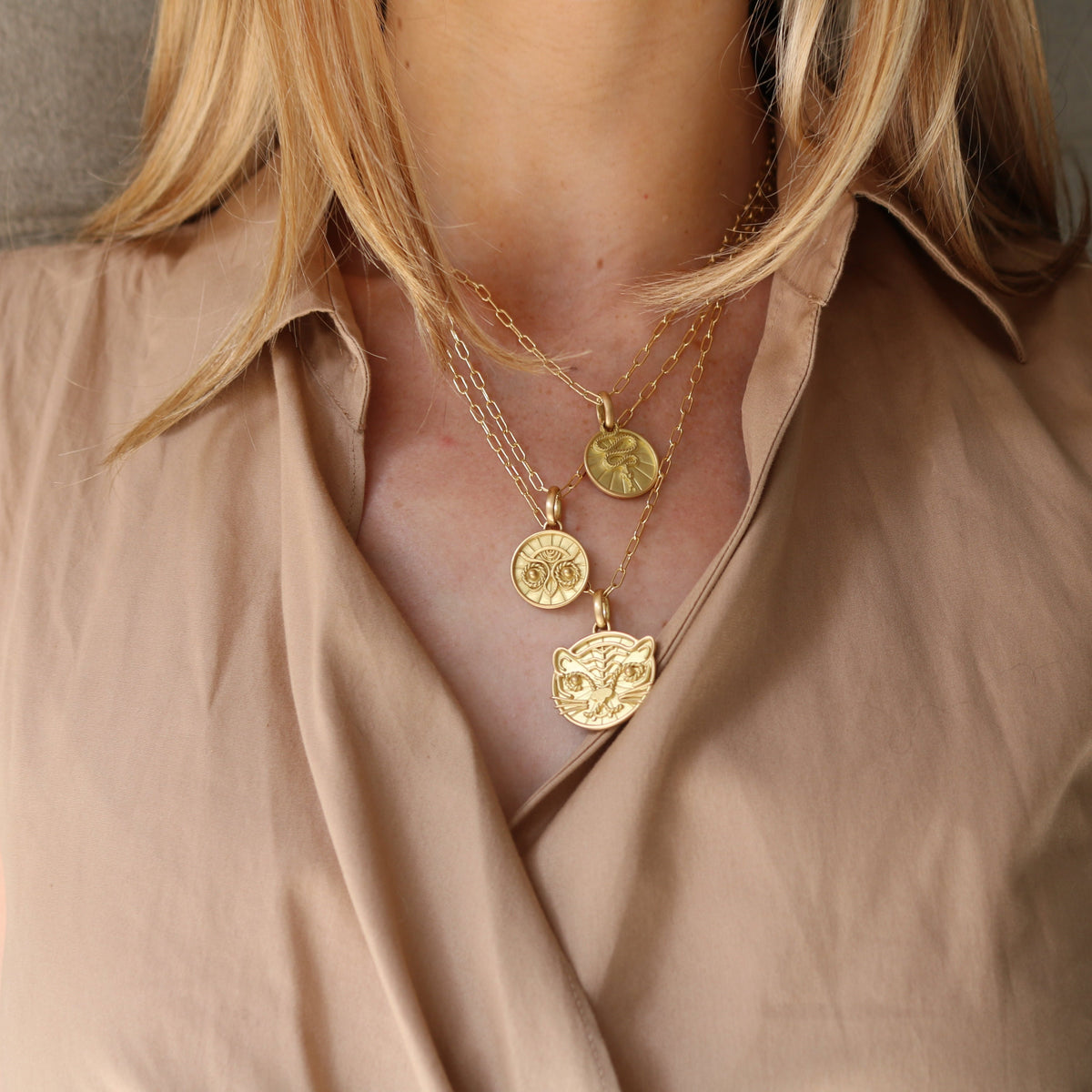 Animalia Tiger Pendant in 20K Peach Gold – Reinstein Ross
