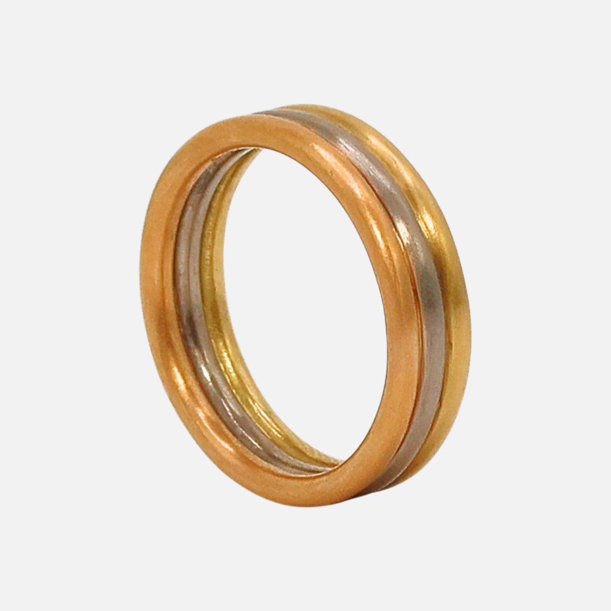 Leslie Triple Gold Color Band in 22K Apricot, 18K Alpine, and 20K
