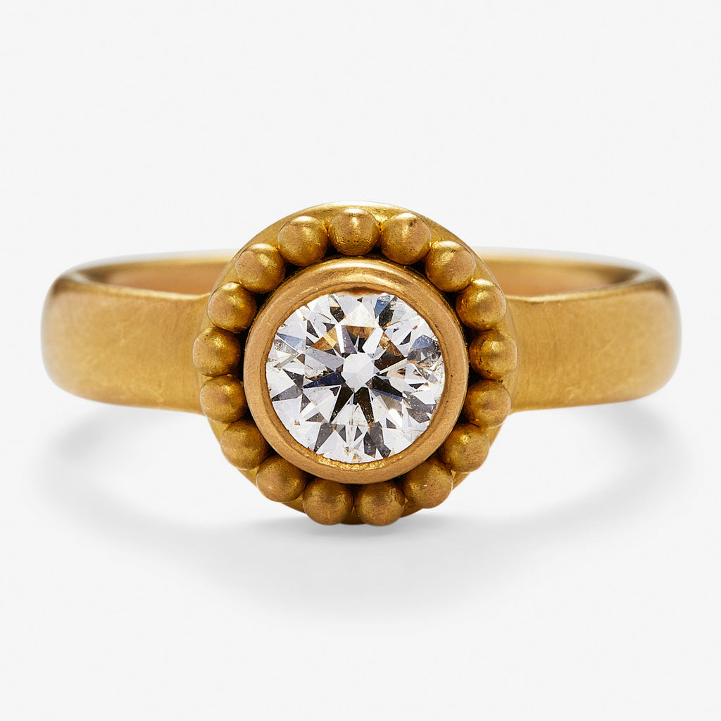 Salome Classic Round Diamond Ring in 20K Peach Gold Reinstein Ross Goldsmiths