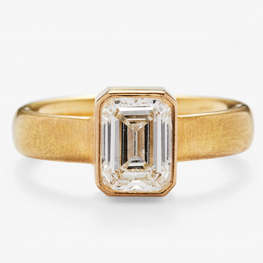 Sonoma Emerald Cut Diamond Ring in 20K Peach Gold Reinstein Ross Goldsmiths