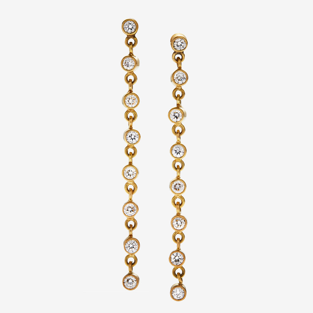 Meadow Rivière Small Diamond X-Long Earrings in 20K Peach Gold Reinstein Ross Goldsmiths