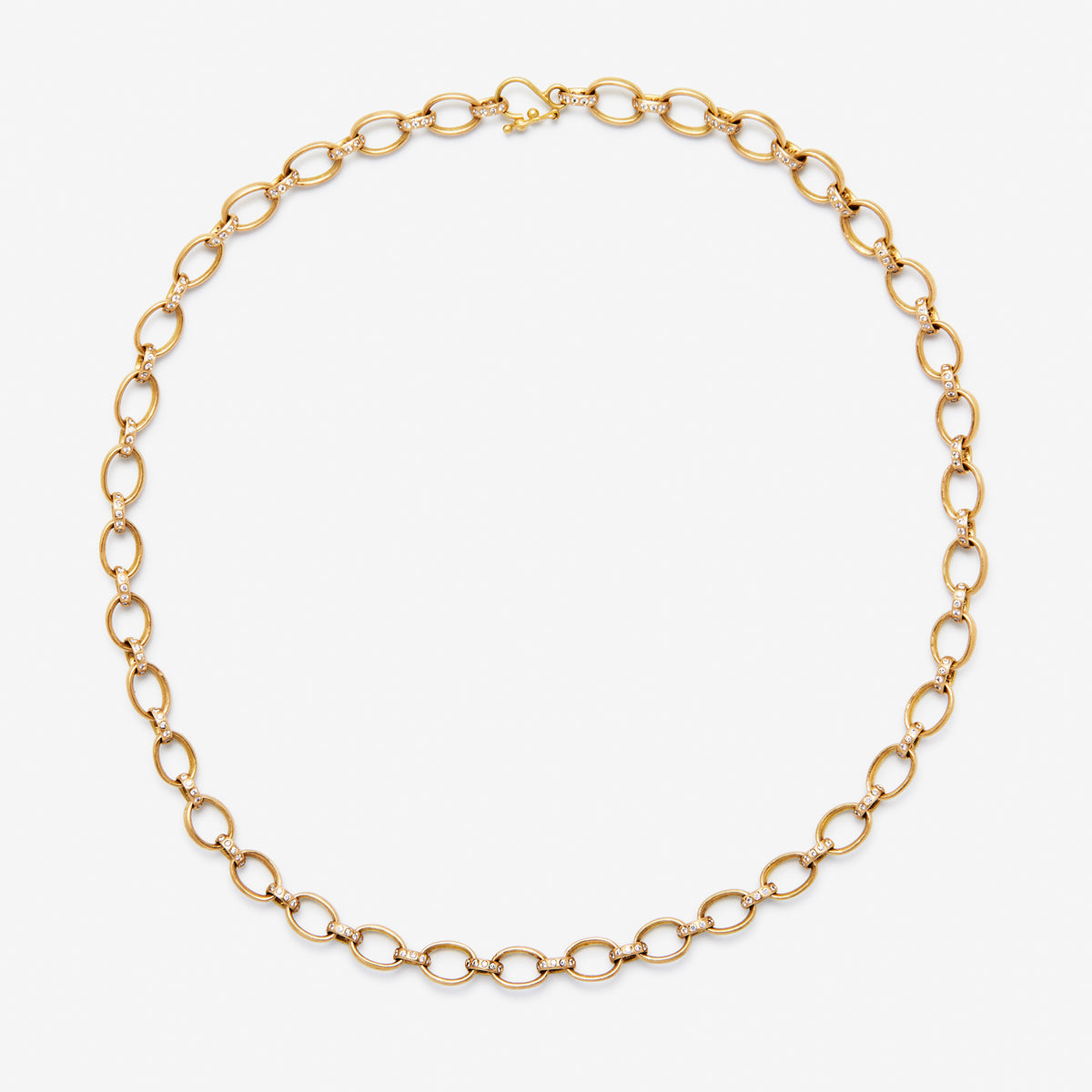 Sonoma Mixed Link Pave Diamond Chain Necklace in 20K Peach Gold