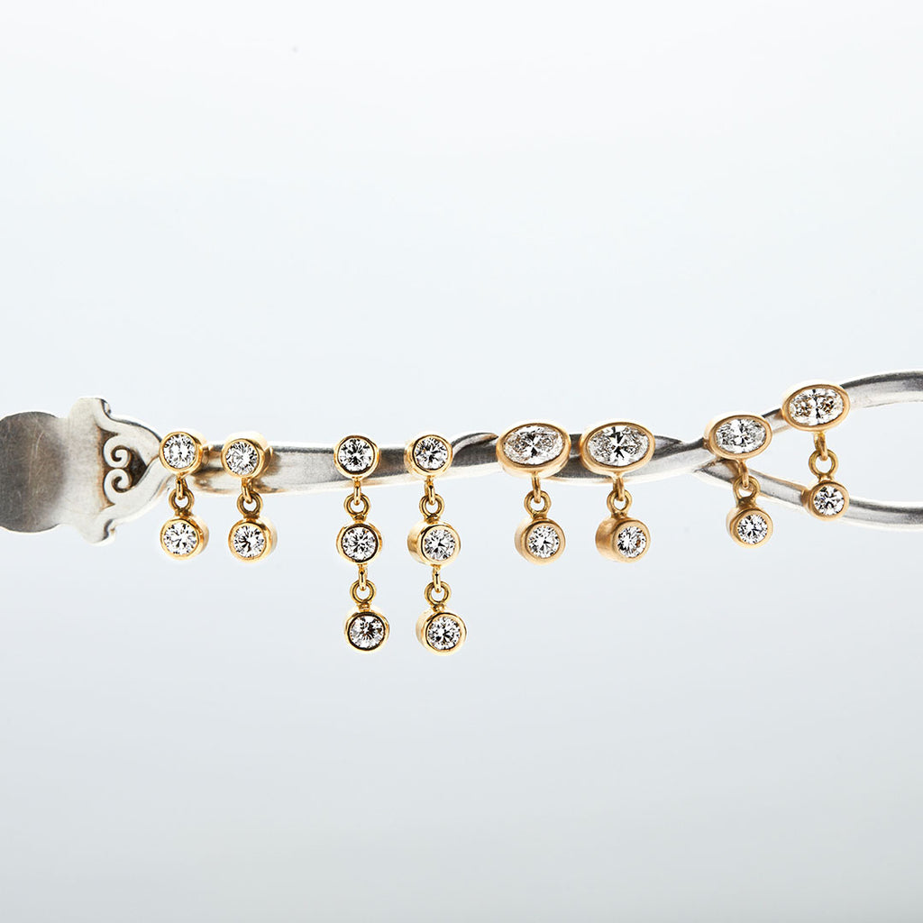 Meadow Mixed Small Diamond Earrings in 20K Peach Gold Reinstein Ross Goldsmiths