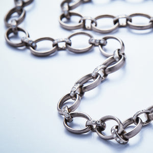 Sonoma Mixed Link Diamond Chain Necklace in 18K Alpine Gold Reinstein Ross Goldsmiths
