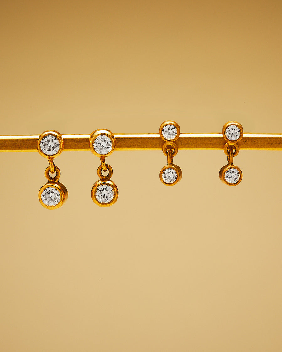 Meadow Double Small Diamond Earrings in 20K Peach Gold Reinstein Ross Goldsmiths