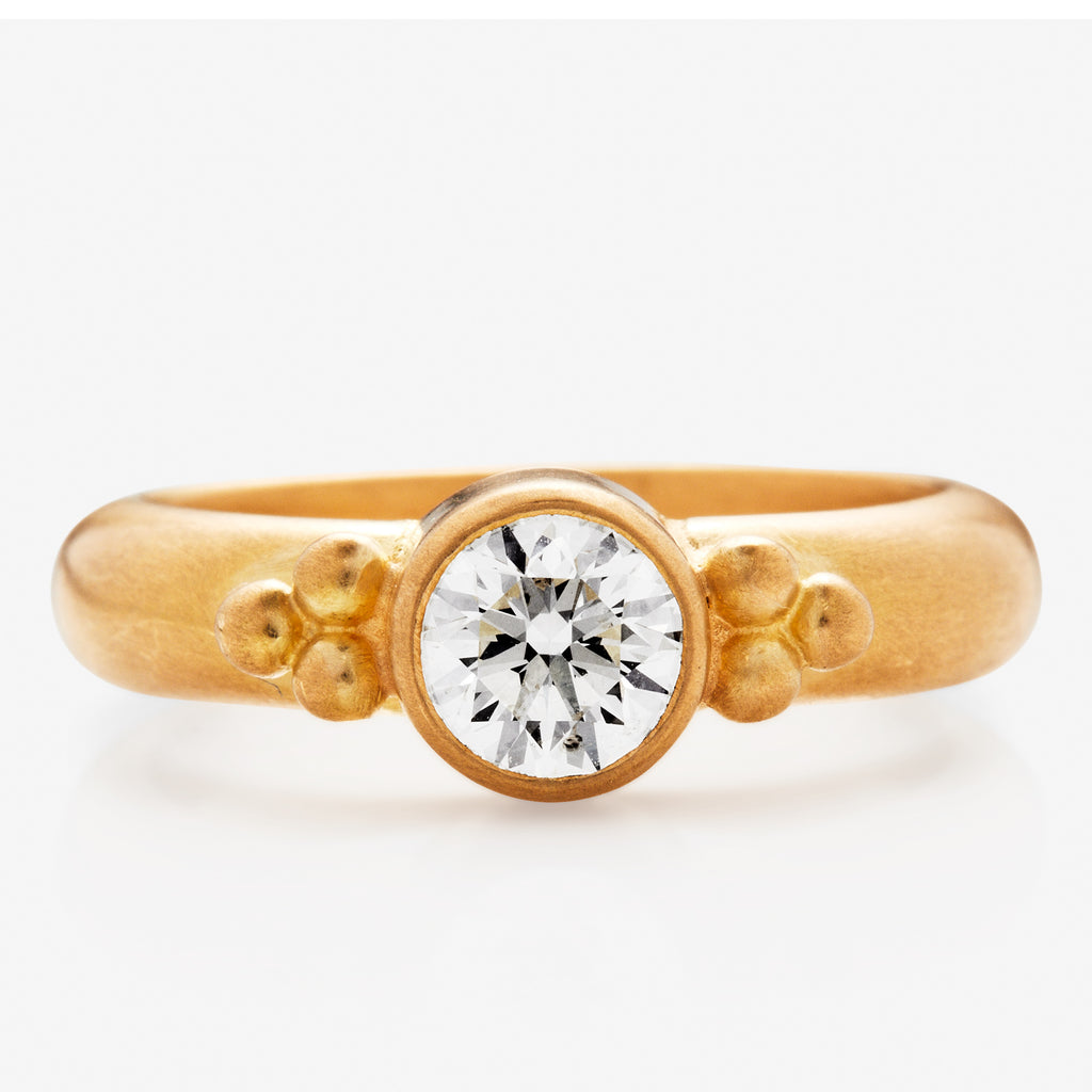 Tania Round White Diamond Ring in 20K Peach Gold Reinstein Ross Goldsmiths