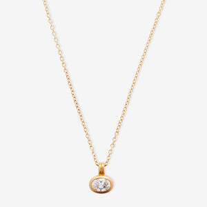 Dyan Small Oval Diamond Necklace in 20K Peach Gold- 18" Reinstein Ross Goldsmiths