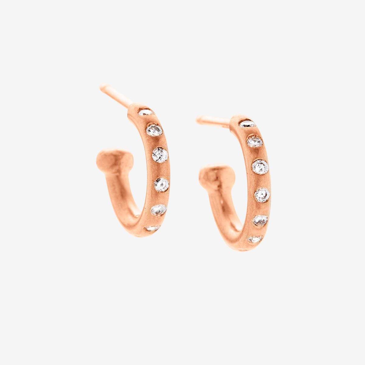 Snowdrop Small Earring Drops with Diamonds in 22K Apricot Gold