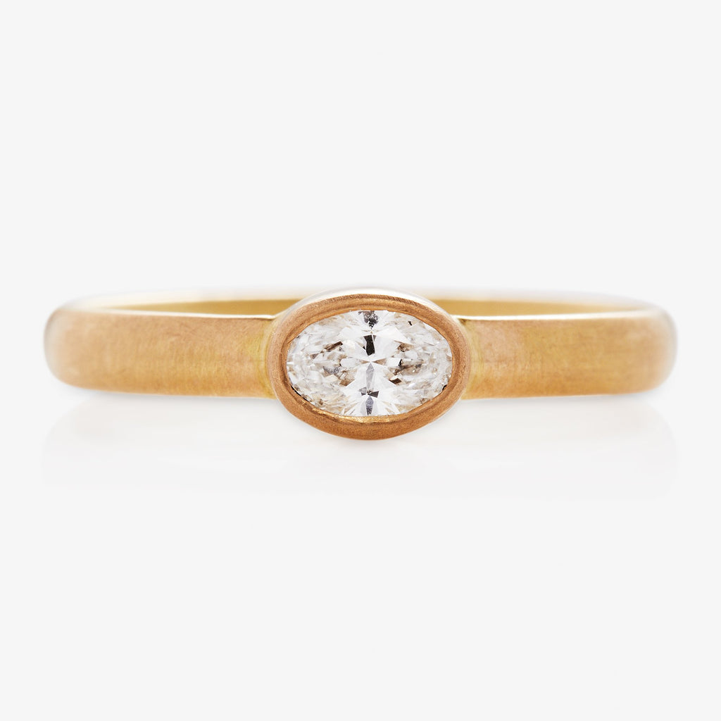 Sonoma Mini Oval White Diamond Ring in 20K Peach Gold Reinstein Ross Goldsmiths
