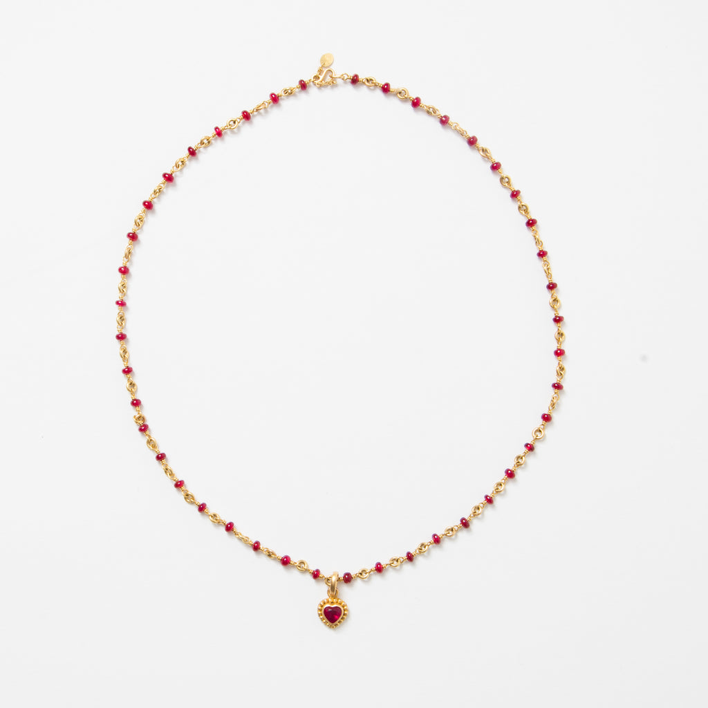 Salome Classic Mini Heart Ruby Pendant in 20K Peach Gold