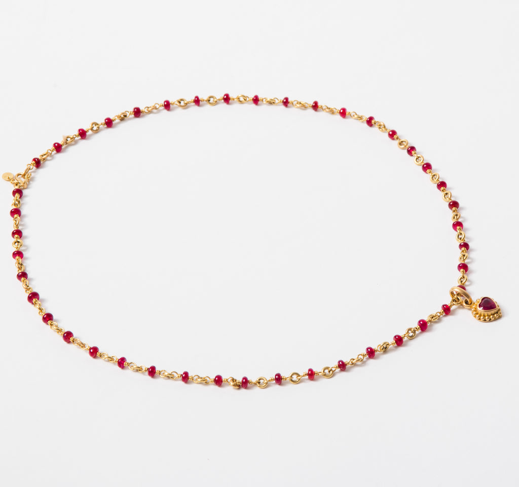 Salome Classic Mini Heart Ruby Pendant in 20K Peach Gold