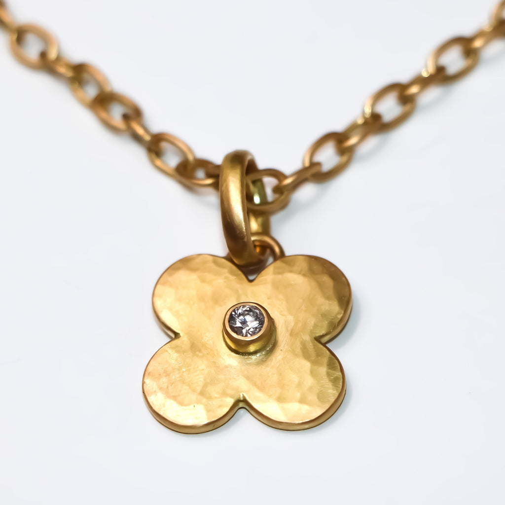 Sonoma Hammered "Clover" Large Pendant in 20K Peach Gold Reinstein Ross Goldsmiths