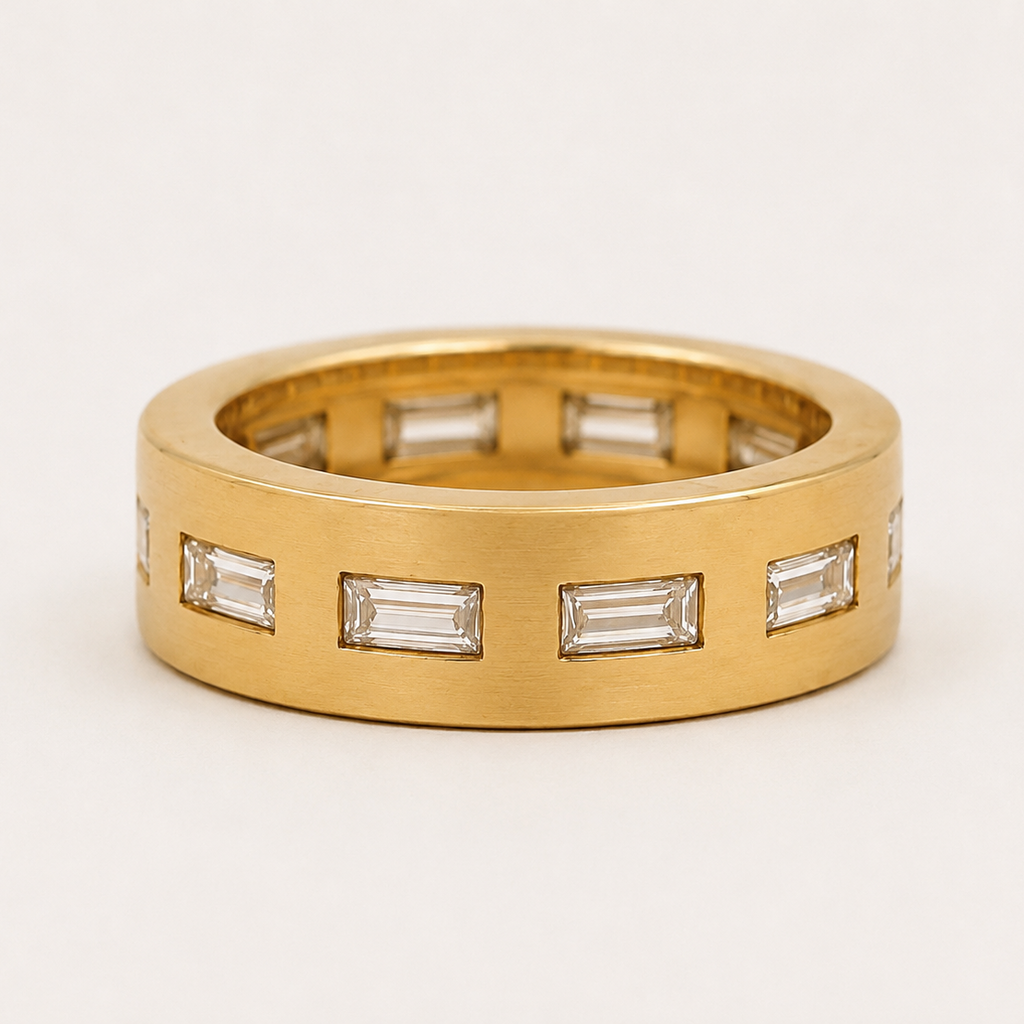 Astor Baguette Diamond Band in 20K Peach Gold- 6mm