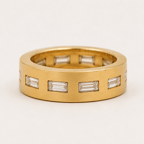 Astor Baguette Diamond Band in 20K Peach Gold- 6mm