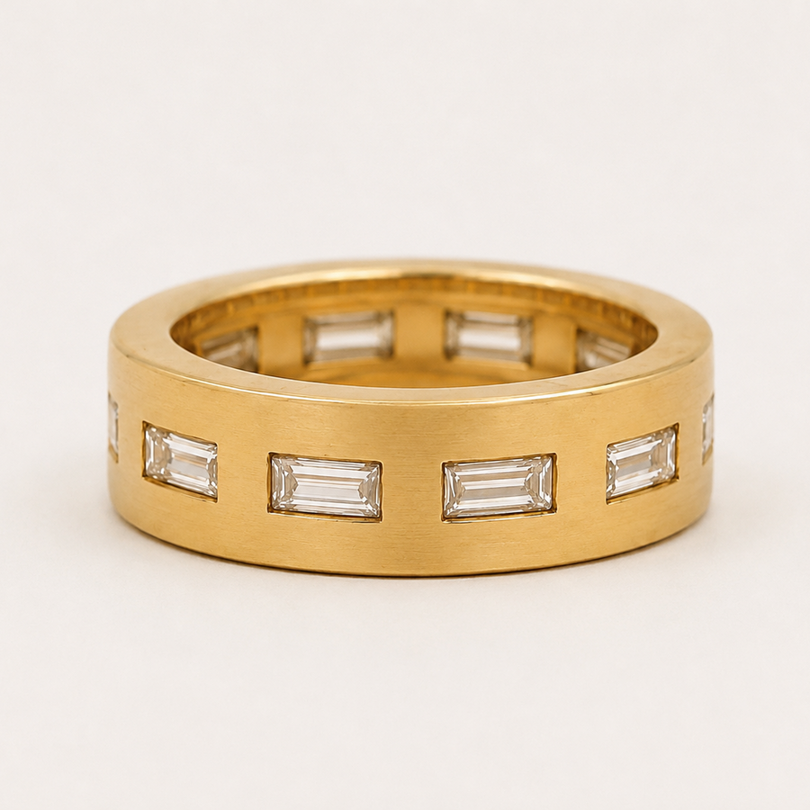 Astor Baguette Diamond Band in 20K Peach Gold- 6mm