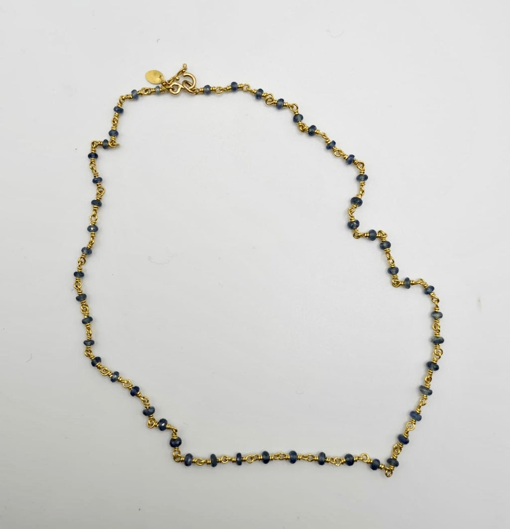 Isabella "Classic" Blue Sapphire Necklace in 22K Nectar Gold- 18" Reinstein Ross Goldsmiths