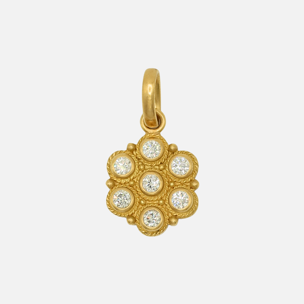 Ashley "Flower Braid" Pendant with Diamonds in 20K Peach Gold