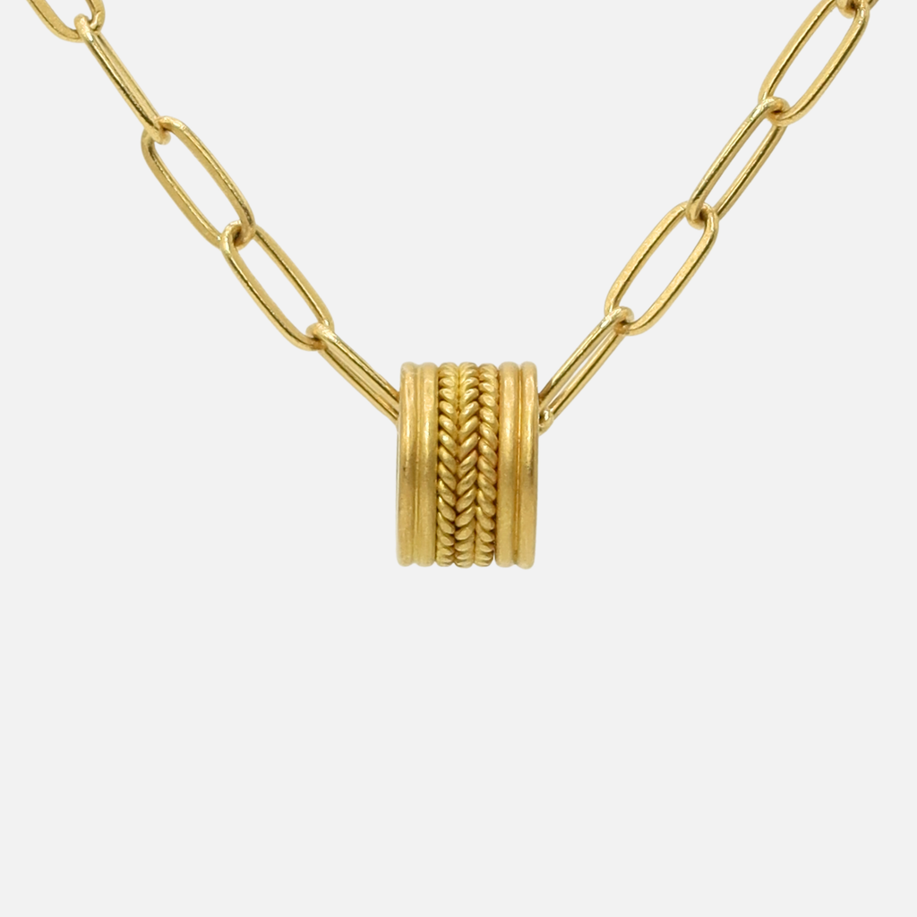 Braid Rondelle Pendant in 20K Peach Gold
