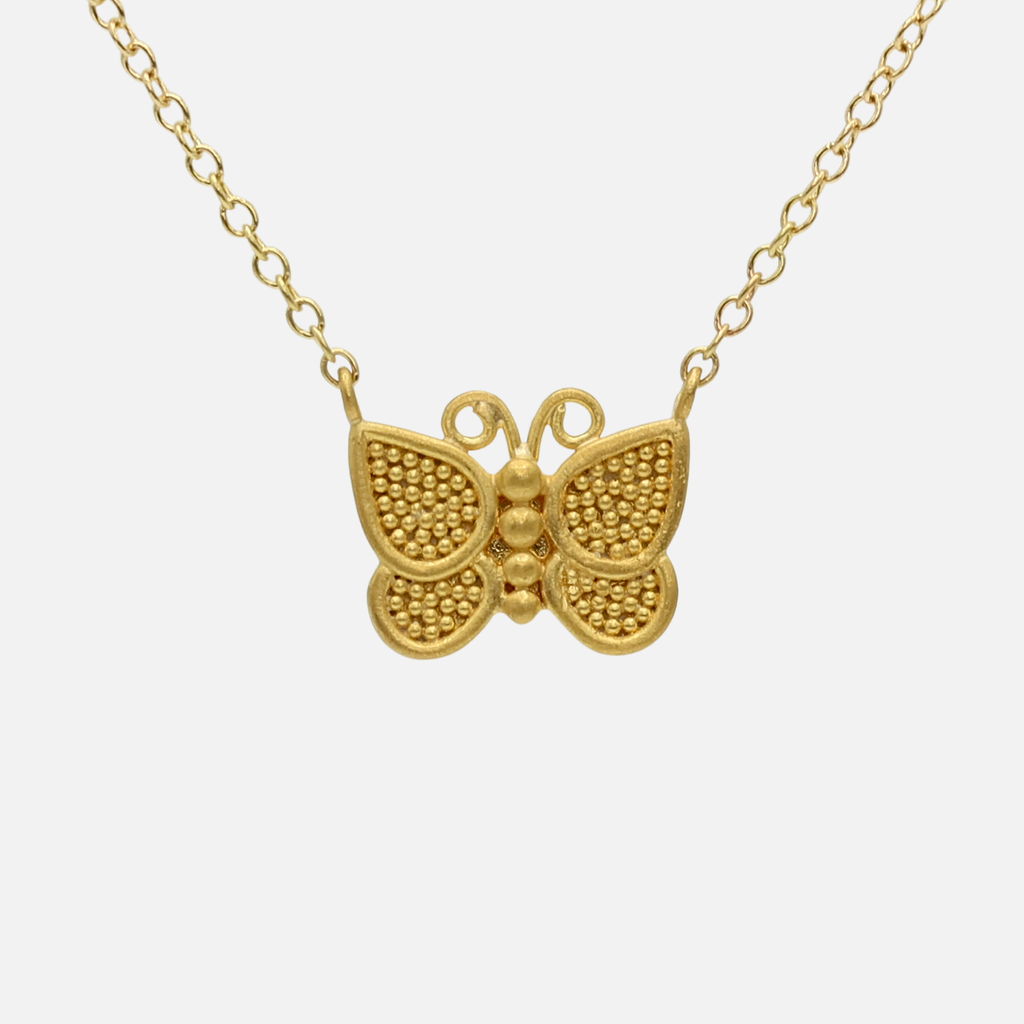 Entomo Butterfly Necklace in 22K Yellow Gold Reinstein Ross Goldsmiths