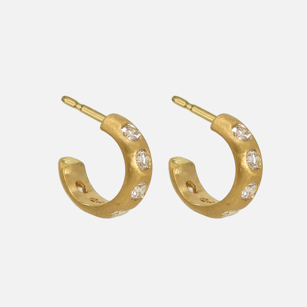 Half Round Diamond Hoop in 20K Peach Gold- 4mm