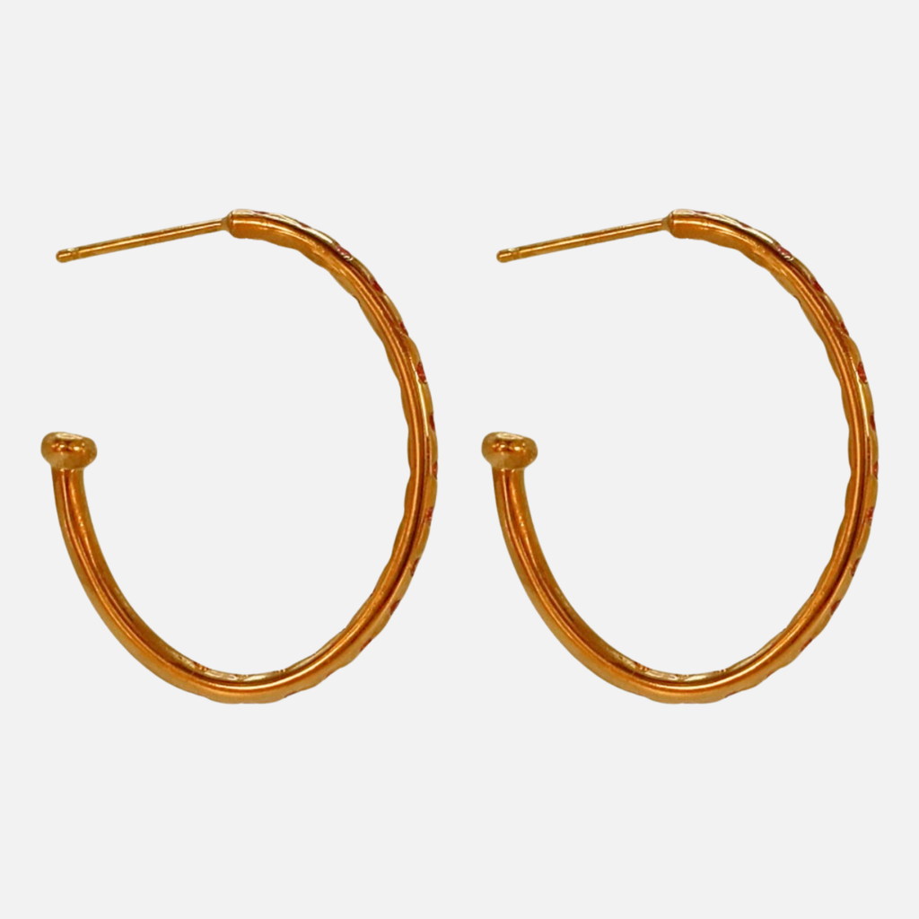 Hoopstock Large Oval Pink Sapphire Hoops in 20K Peach Gold Reinstein Ross Goldsmiths