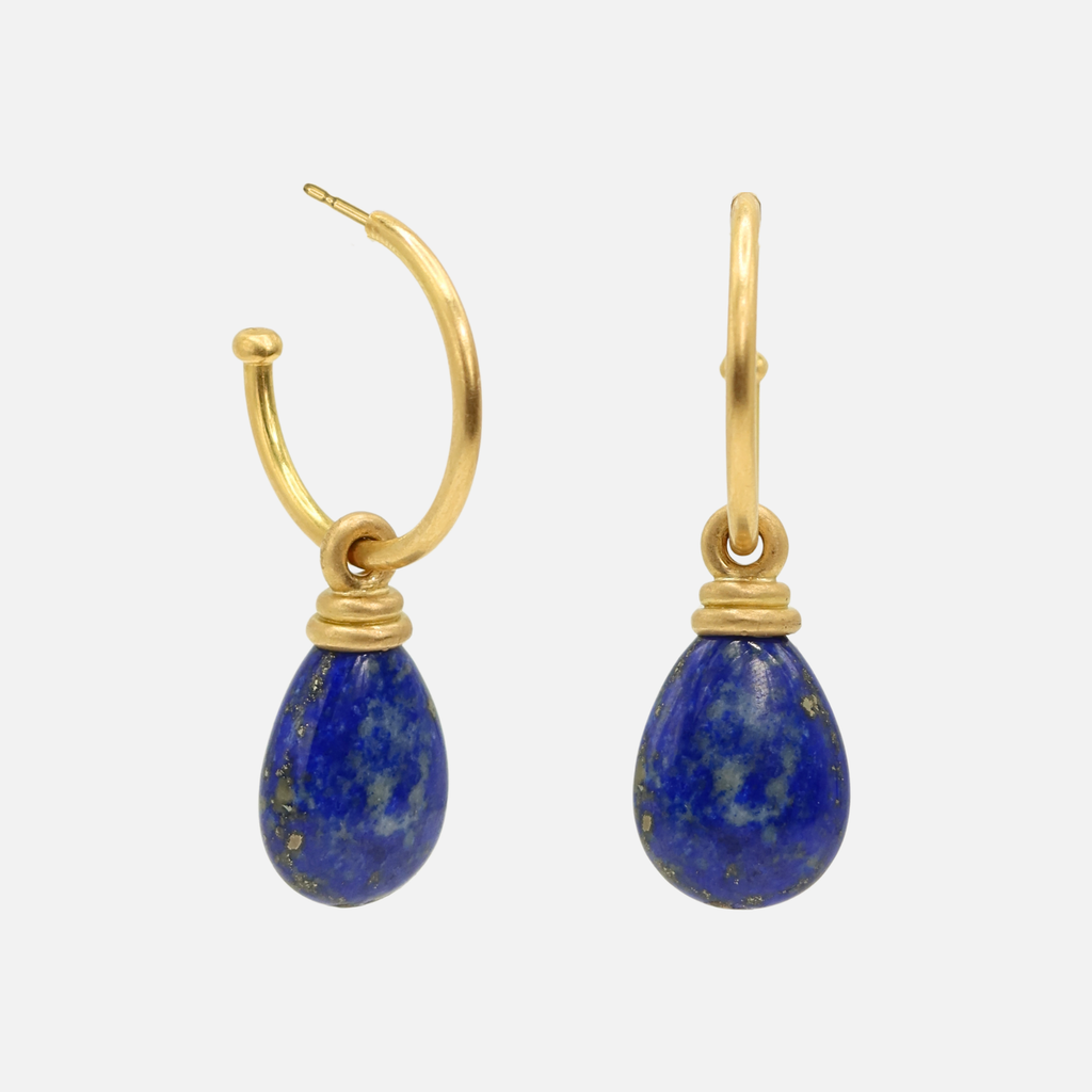Grand Lapis Tear Drops in 20K Peach Gold Reinstein Ross Goldsmiths