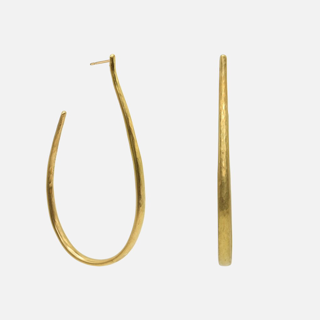 Sonoma Large Hammered Teardrop Hoops in 20K Peach Gold Reinstein Ross Goldsmiths