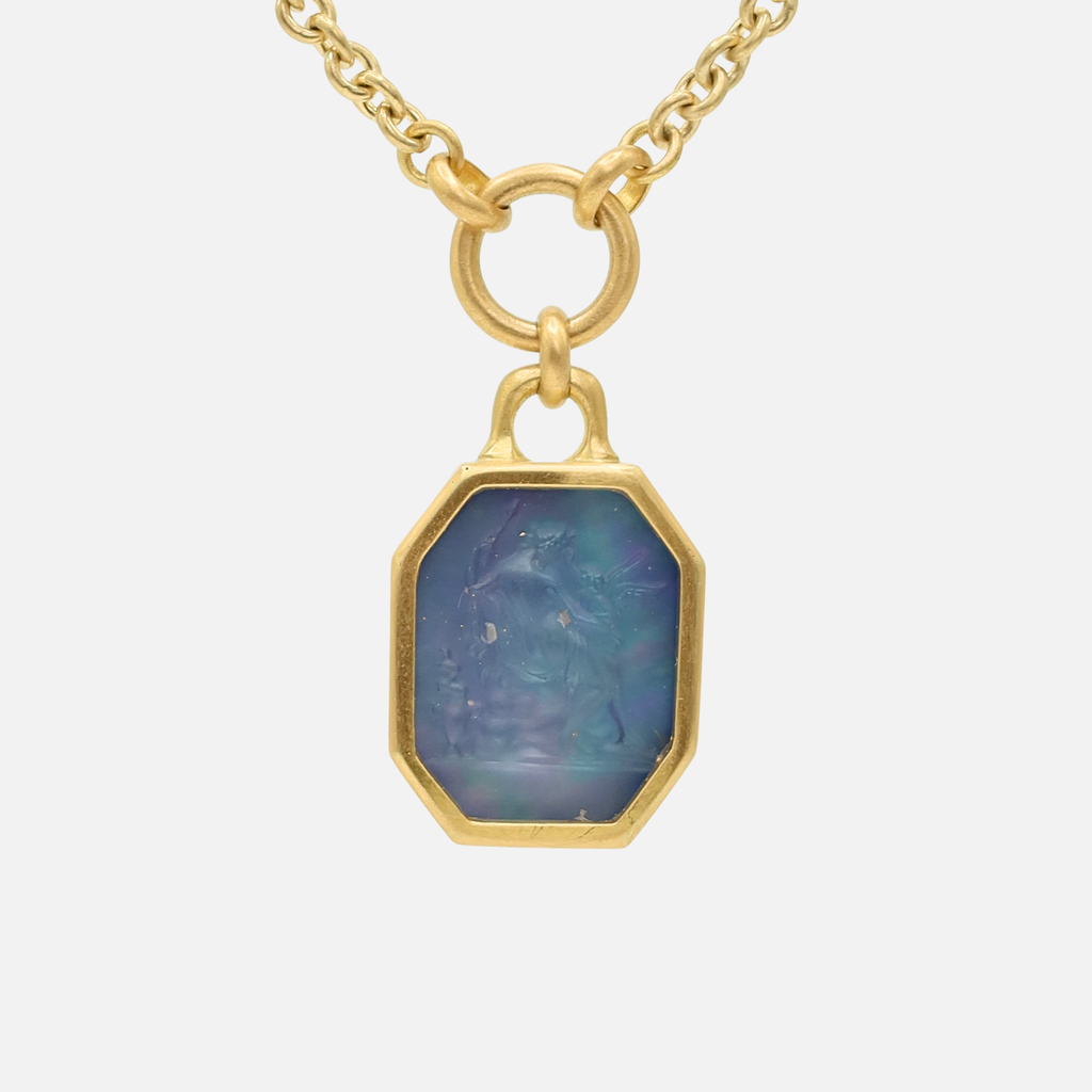 Sedona Blue Intaglio Pendant in 20K Peach Gold Reinstein Ross Goldsmiths