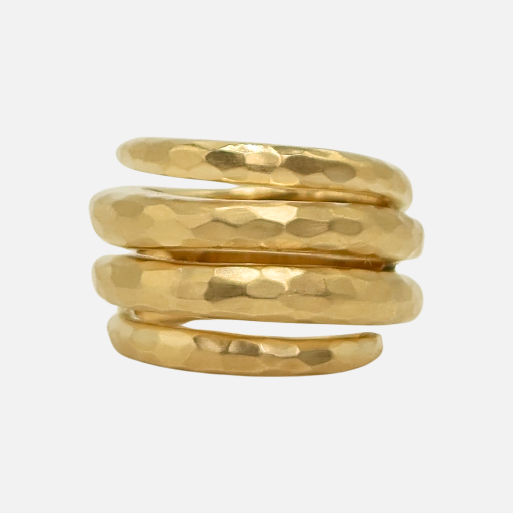 Hammered Triple Wrap Band in 18K Yellow Gold Reinstein Ross Goldsmiths