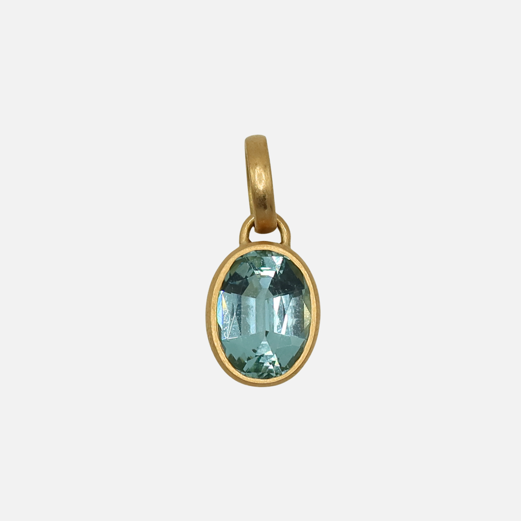 Sonoma Oval Aquamarine Pendant in 20K Peach Gold Reinstein Ross Goldsmiths