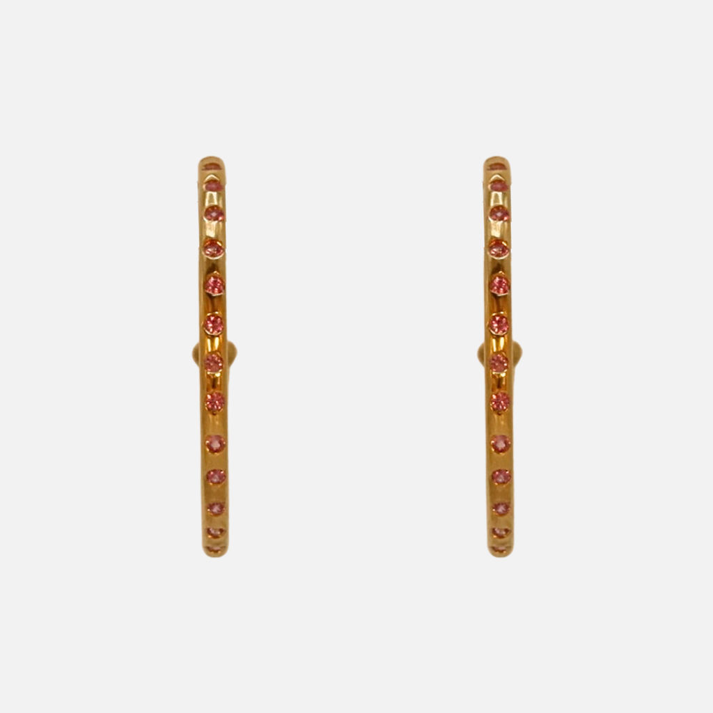 Hoopstock Large Oval Pink Sapphire Hoops in 20K Peach Gold Reinstein Ross Goldsmiths