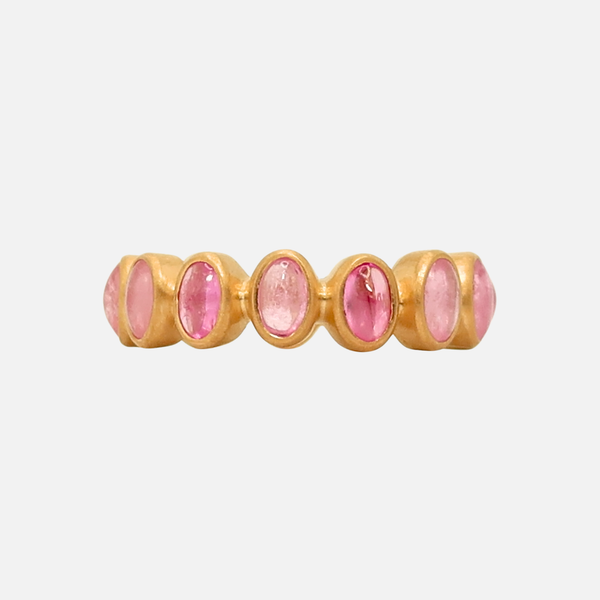 Baby Renaissance Cabochon Oval Pink Sapphire Band in 20K Peach Gold