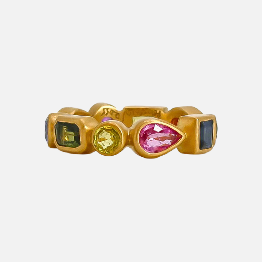 Renaissance Faceted Colored Sapphire Band in 20K Peach Gold Reinstein Ross Goldsmiths