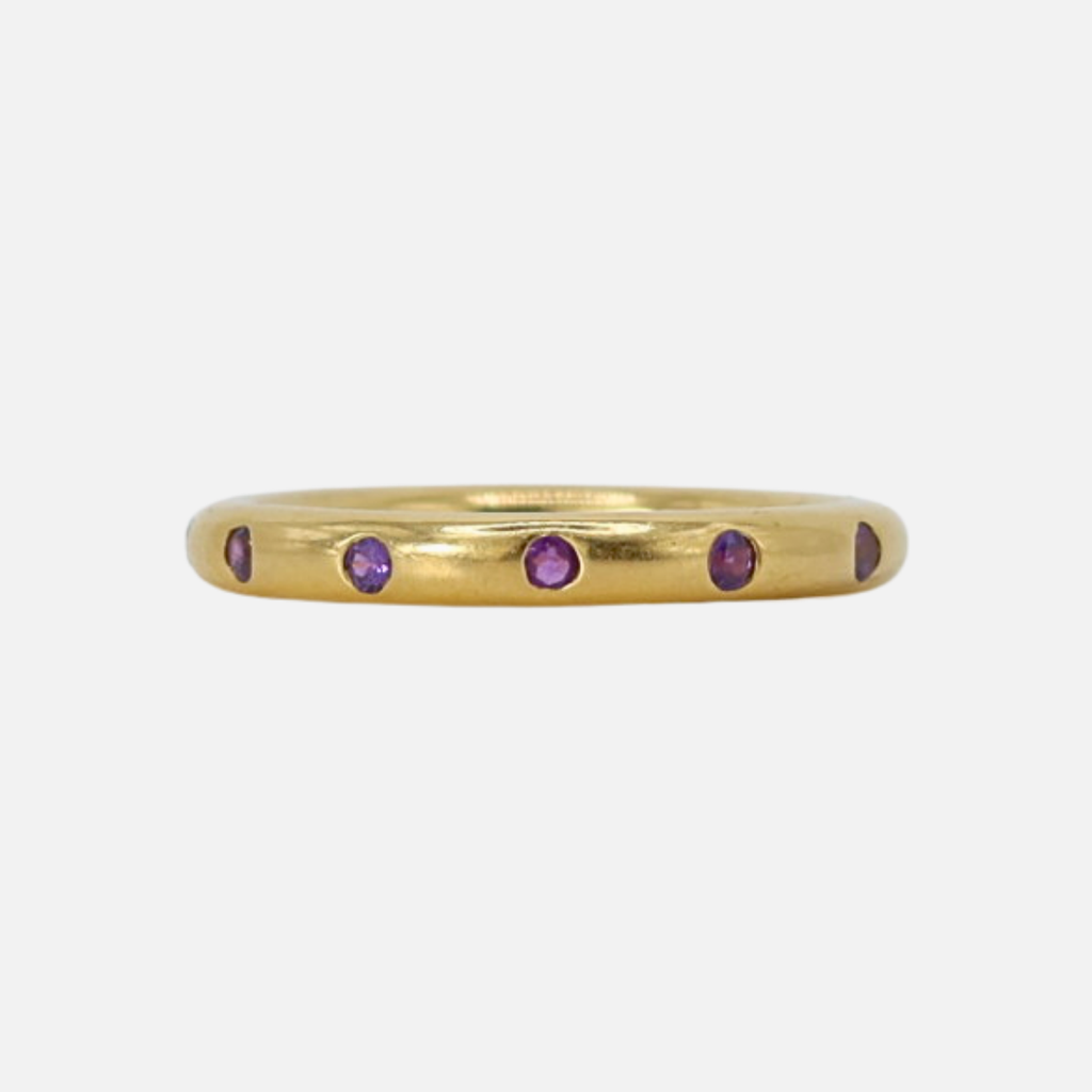 Round Evenly Spaced Purple Sapphire Band in 20K Peach Gold- 3mm