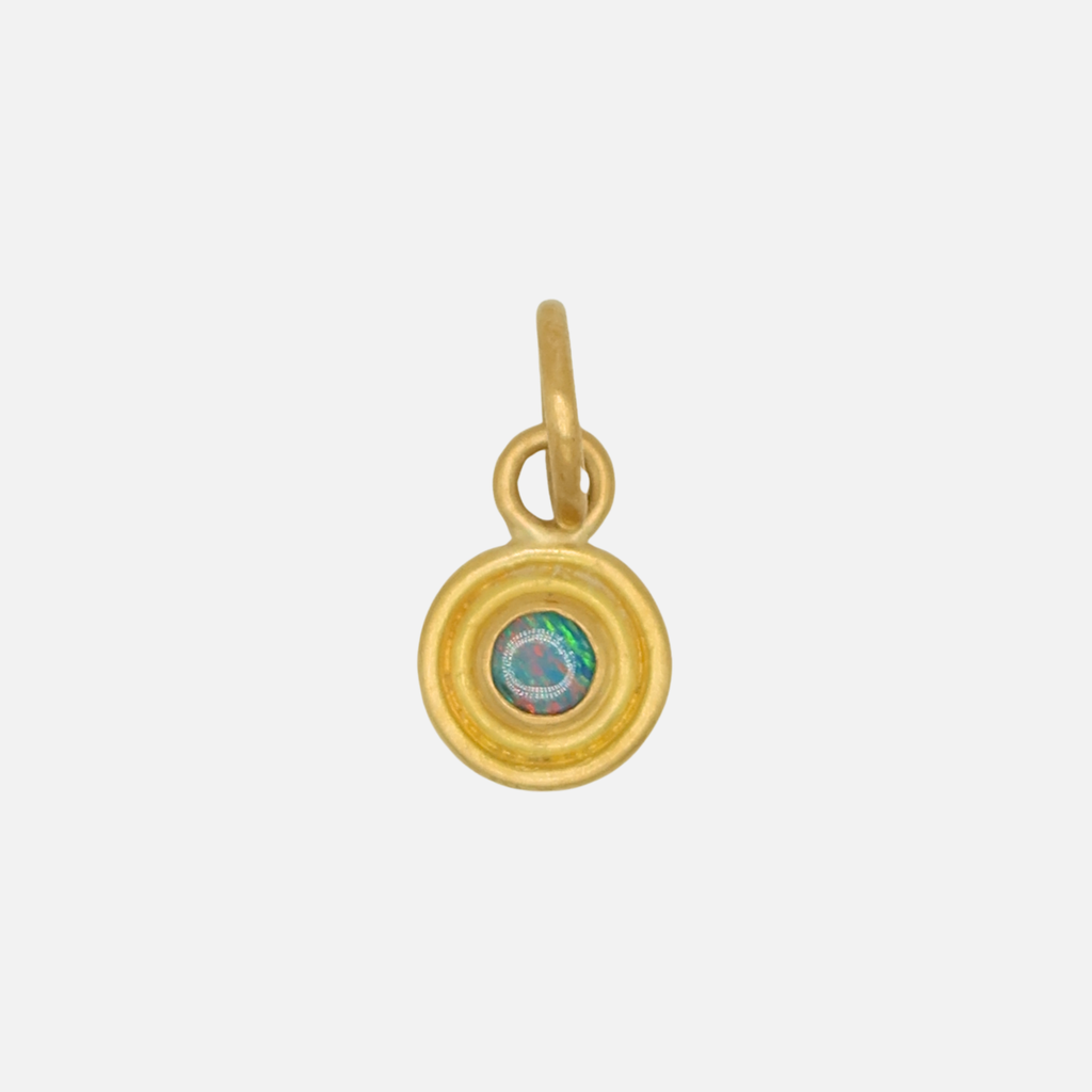 Dyan Round Opal Pendant in 20K Peach Gold