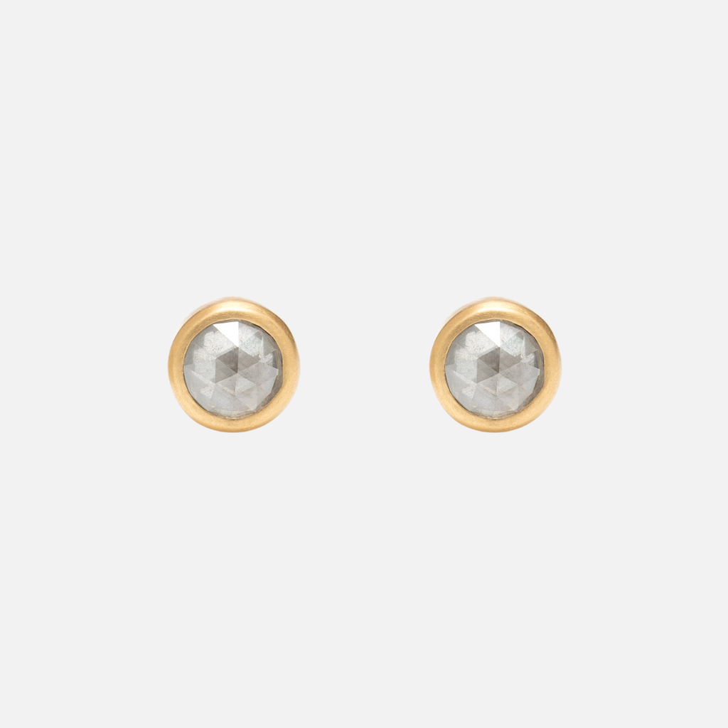 Sedona Rose Cut Salt & Pepper Diamond Studs in 20K Peach Gold Reinstein Ross Goldsmiths