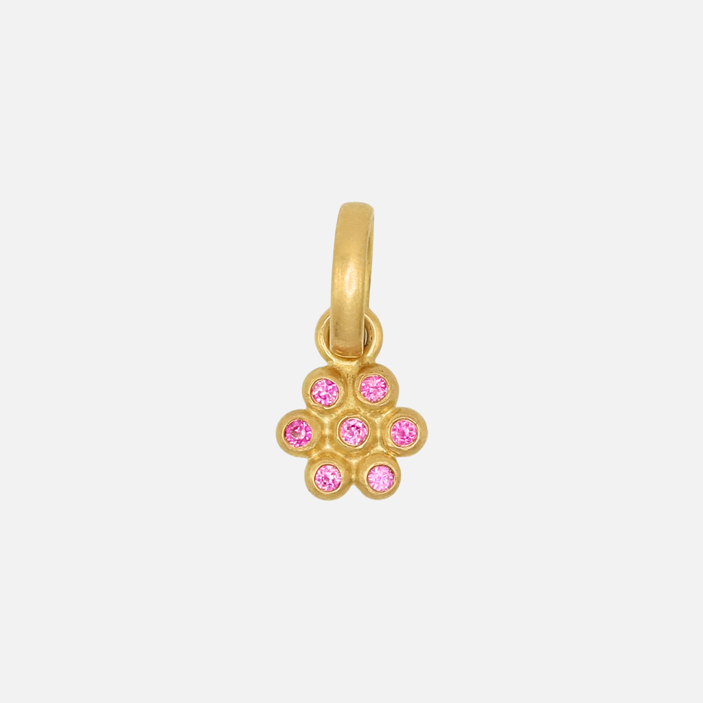 Snowdrop Large Pink Sapphire Pendant in 20K Peach Gold Reinstein Ross Goldsmiths
