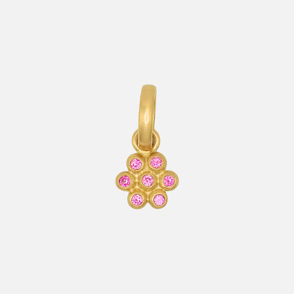 Snowdrop Large Pink Sapphire Pendant in 20K Peach Gold
