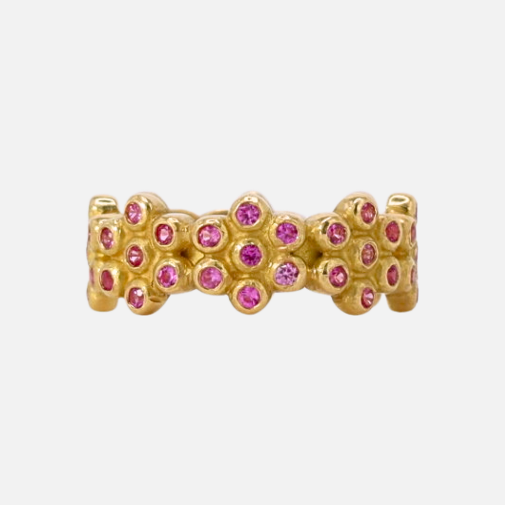 Snowdrop Pink Sapphire Band in 20K Peach Gold