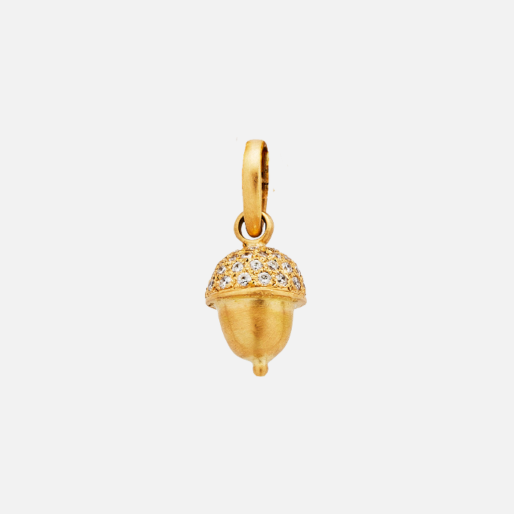 Sonoma Acorn Medium Diamond Pendant in 20K Peach Gold Reinstein Ross Goldsmiths