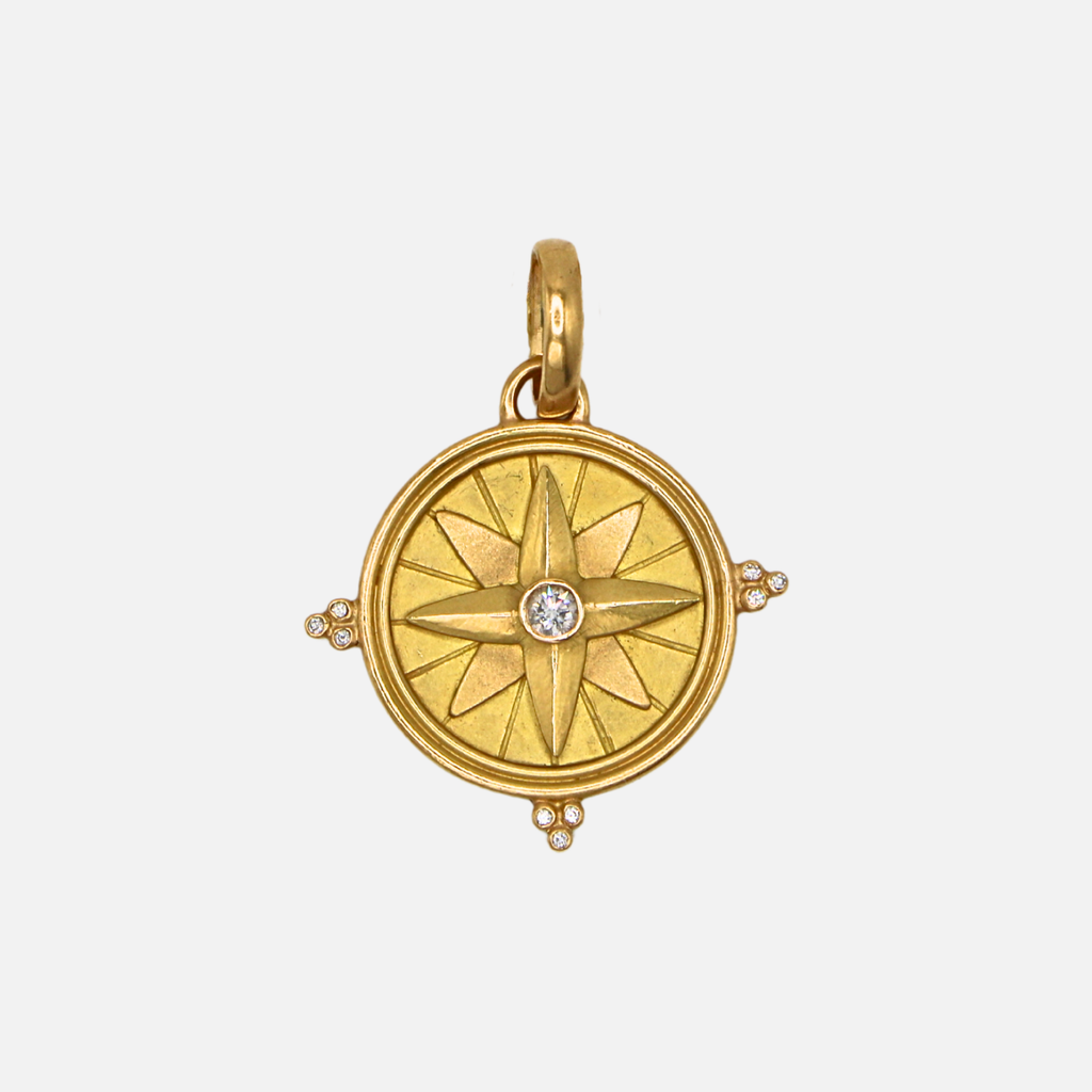 Sonoma Compass Rose Diamond Pendant in 20K Peach Gold