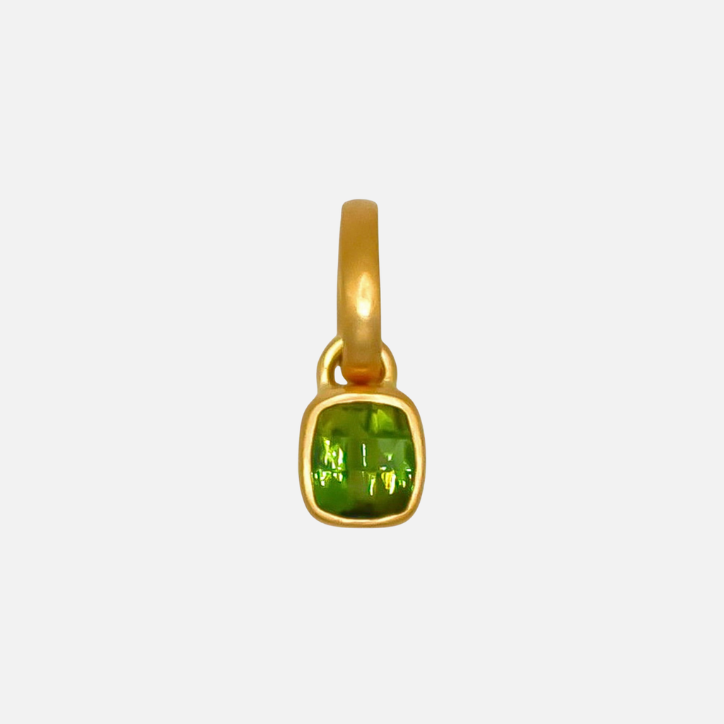Sonoma Cushion Cut Green Tourmaline Pendant in 20K Peach Gold Reinstein Ross Goldsmiths