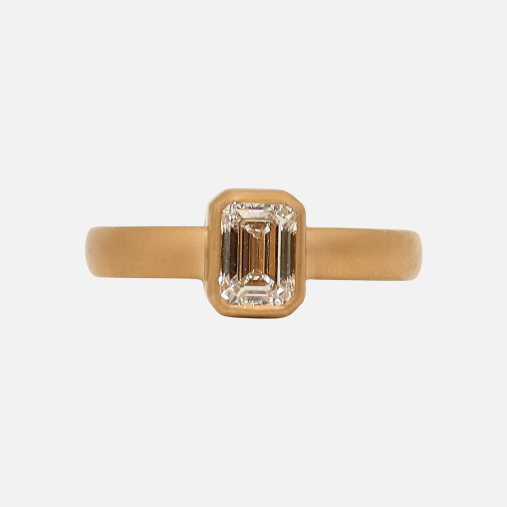 Sonoma Emerald Cut Diamond Ring in 22K Apricot Gold Reinstein Ross Goldsmiths
