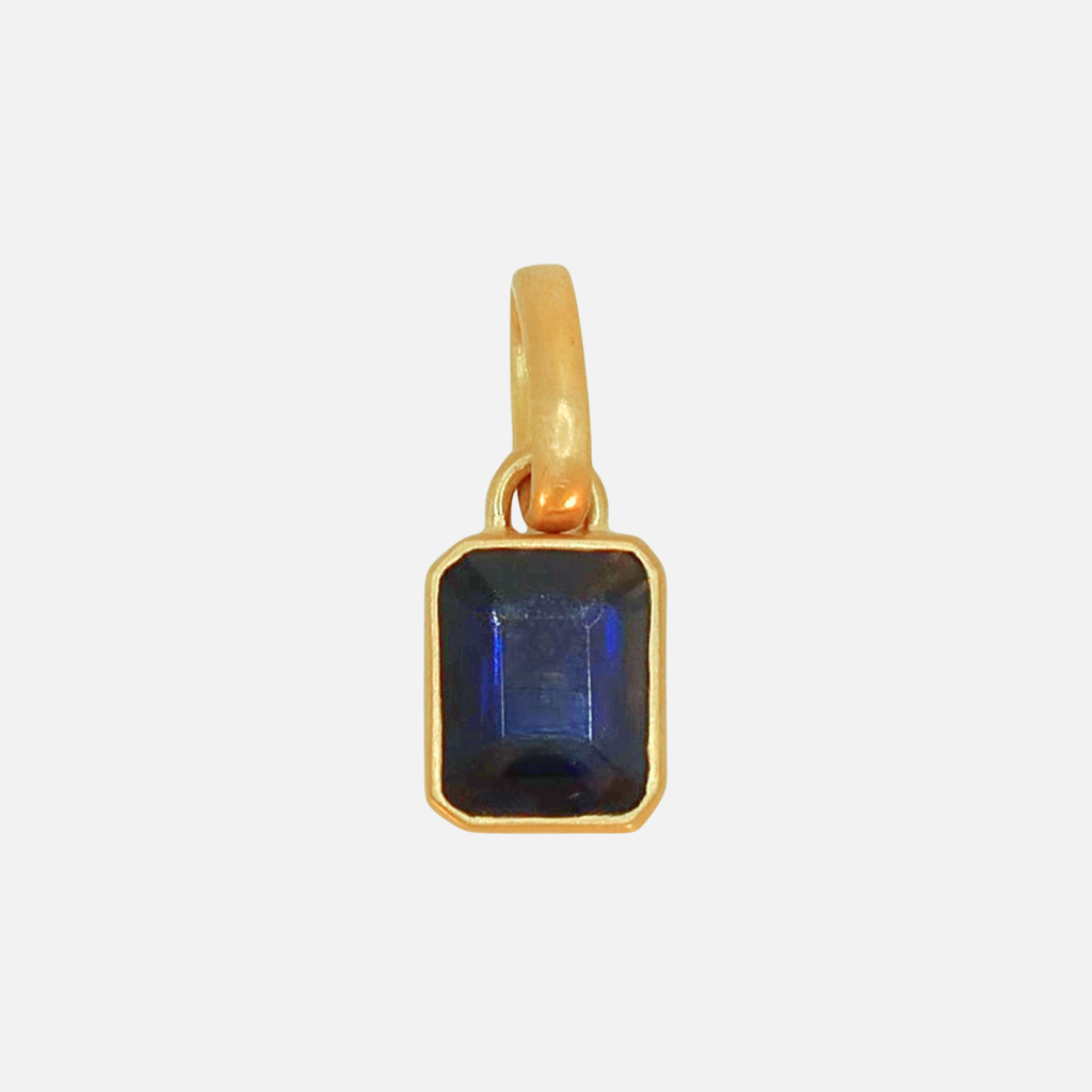 Sonoma Emerald Cut Iolite Pendant in 20K Peach Gold Reinstein Ross Goldsmiths