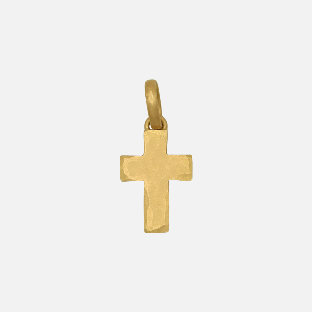 Sonoma Hammered Cross Pendant in 20K Peach Gold Reinstein Ross Goldsmiths