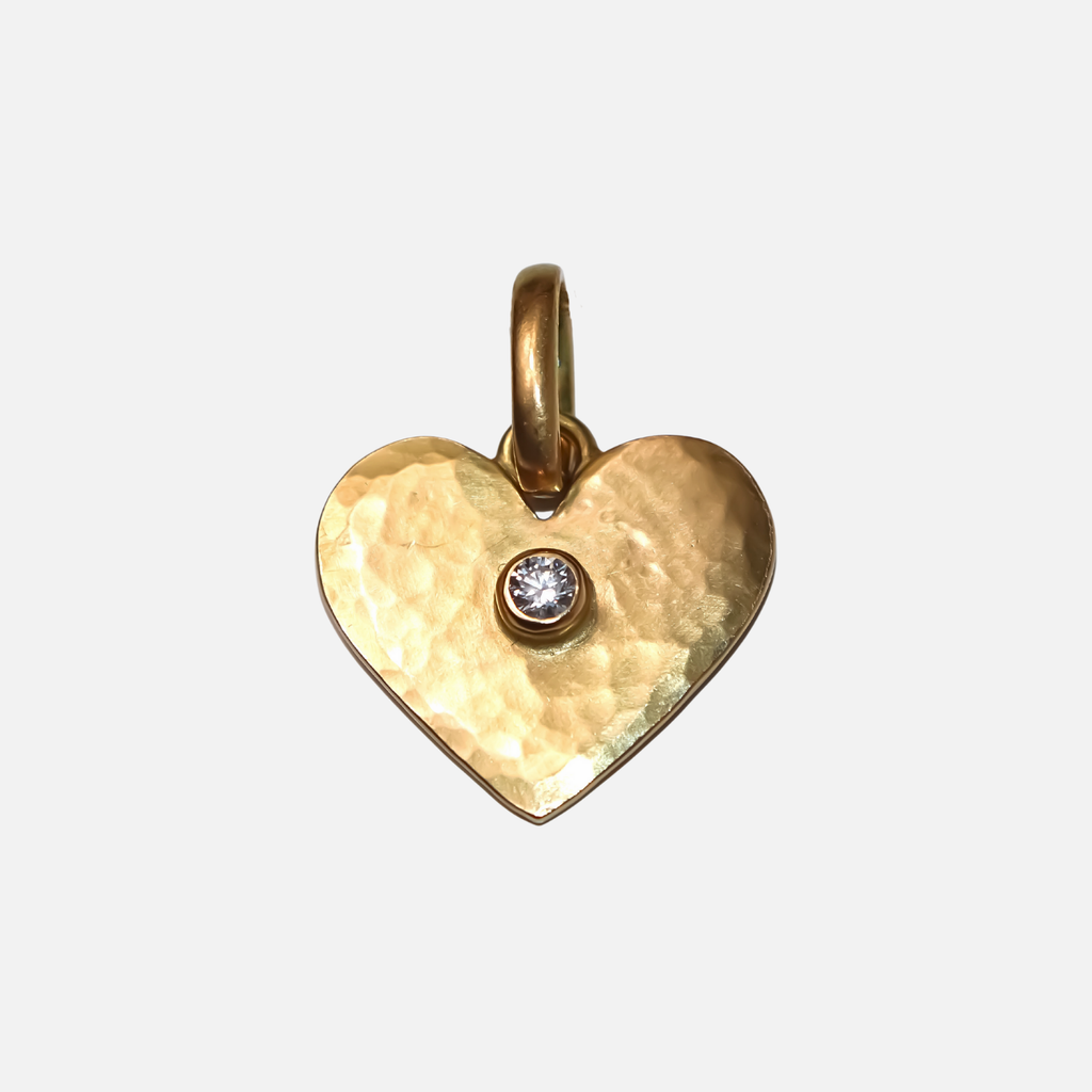 Sonoma Hammered Heart Diamond Pendant in 20K Peach Gold Reinstein Ross Goldsmiths