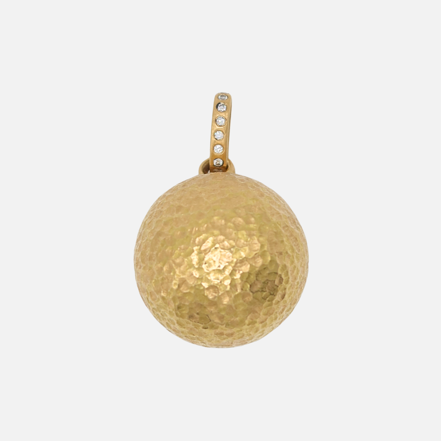 Sonoma Hammered Orb with Diamond Bail Pendant in 20K Peach Gold